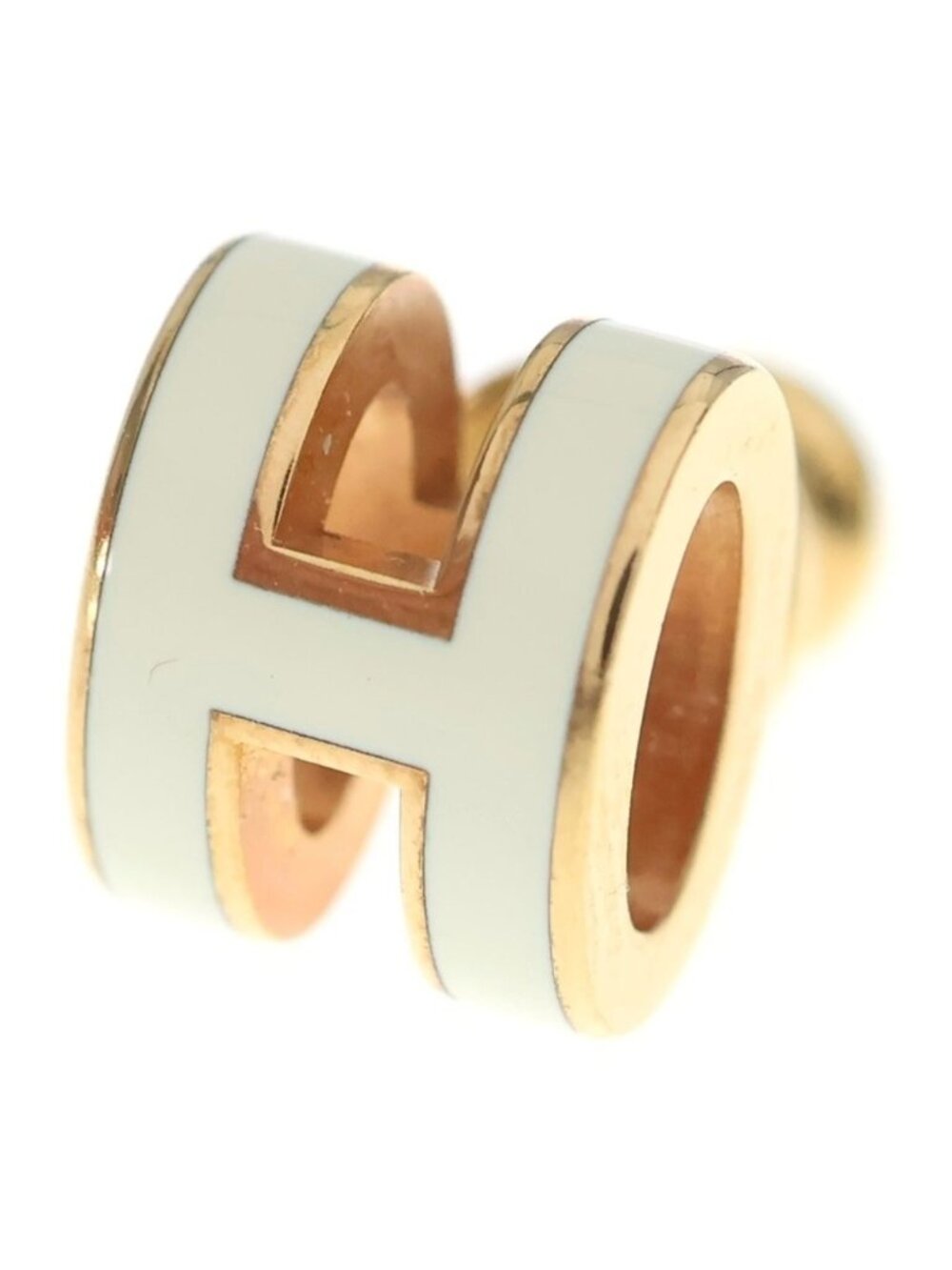 Hermes H Pop Mini Earrings White Pink Gold